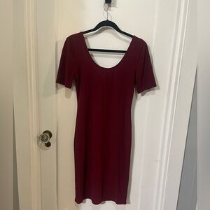 Evie Wine Red Jersey Dress – 18” P2P – Size Large